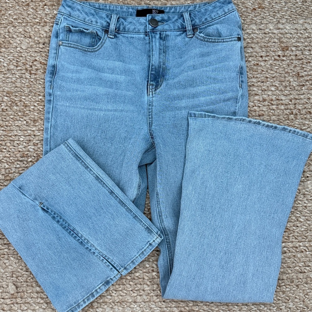 1822 Denim Light Blue Split Flare Jeans